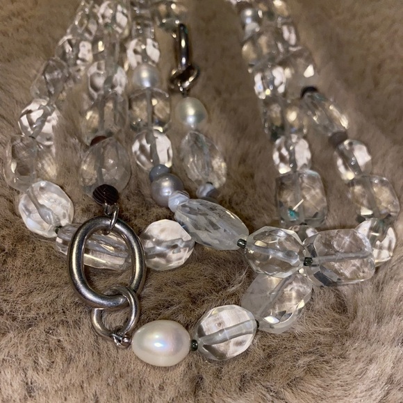 Silpada Sterling Rock Crystal Beaded 3 Strand w Pearl Necklace 18” + 2.5 - Picture 6 of 8